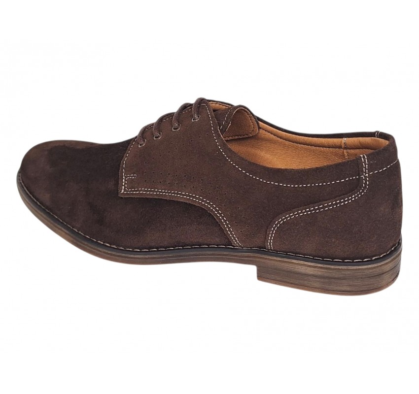 Pantofi barbati casual din piele naturala intoarsa maro PRAMFM