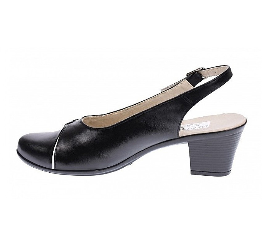 Pantofi dama eleganti, piele naturala cu toc de 6cm - Model Negru, Alb, PS35LA