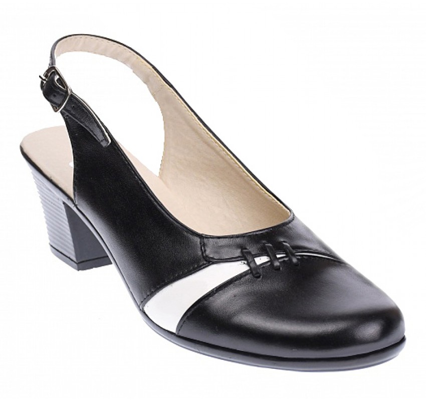 Pantofi dama eleganti, piele naturala cu toc de 6cm - Model Negru, Alb, PS35LA