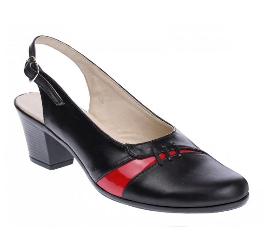 Pantofi dama decupati din piele naturala cu toc de 6cm - Model Negru Rosu PS35LR Pantofi dama decupati din piele naturala cu toc de 6cm - Model Negru Rosu PS35LR