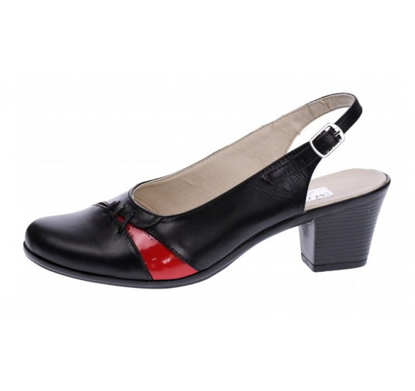 Pantofi dama decupati din piele naturala cu toc de 6cm - Model Negru Rosu PS35LR Pantofi dama decupati din piele naturala cu toc de 6cm - Model Negru Rosu PS35LR