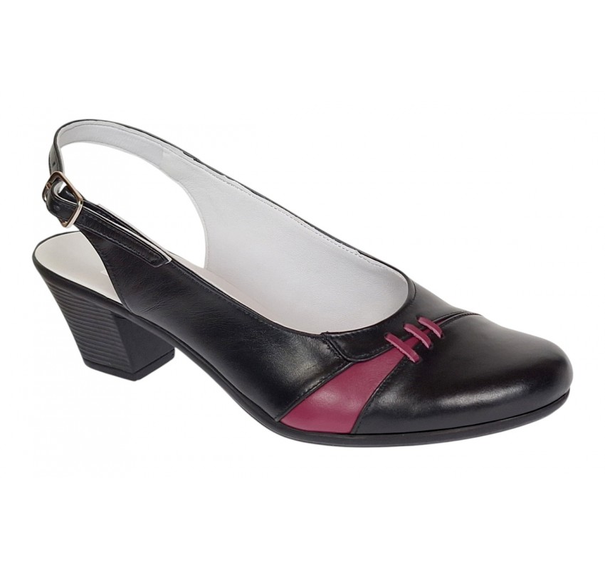 Pantofi dama eleganti din piele naturala - Model decupat Negru, Bordo PS35NB Pantofi dama eleganti din piele naturala - Model decupat Negru, Bordo PS35NB