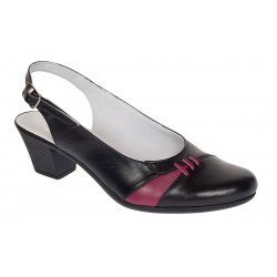 Pantofi dama eleganti din piele naturala cu toc de 6cm - Model decupat Negru, Bordo PS35NB