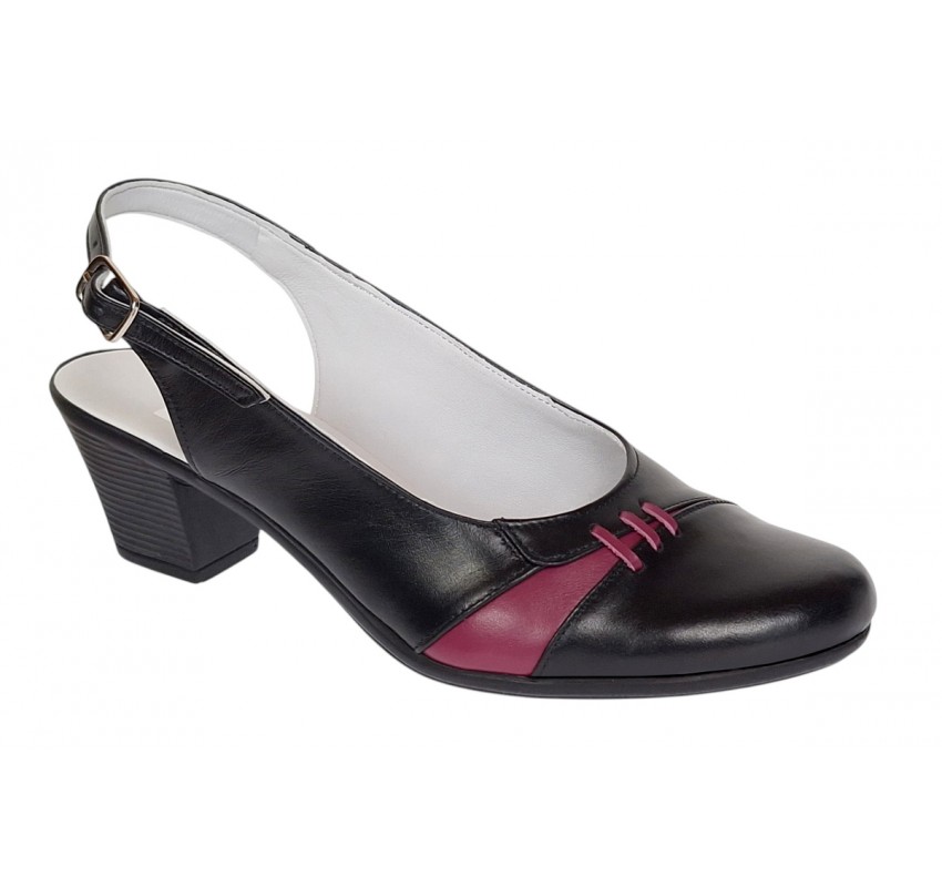 Pantofi dama eleganti din piele naturala cu toc de 6cm - Model decupat Negru, Bordo PS35NB