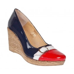 Pantofi dama piele naturala lacuita rosu-bleumarin platforma 7 cm – Stil si confort
