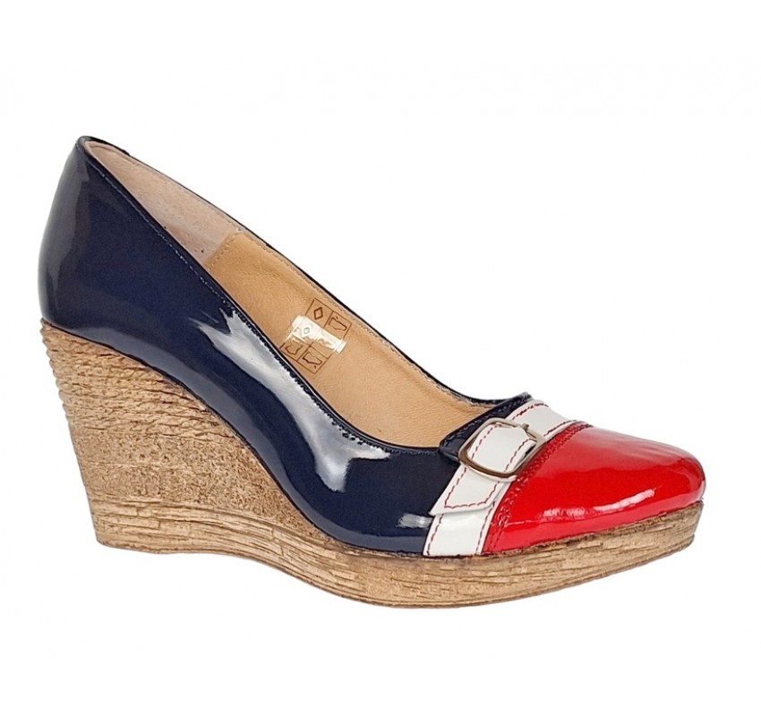 Pantofi dama piele naturala lacuita rosu-bleumarin platforma 7 cm – Stil si confort Pantofi dama piele naturala lacuita rosu-bleumarin platforma 7 cm – Stil si confort