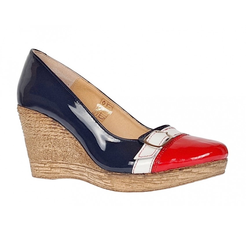 Pantofi dama piele naturala lacuita rosu-bleumarin platforma 7 cm – Stil si confort Pantofi dama piele naturala lacuita rosu-bleumarin platforma 7 cm – Stil si confort