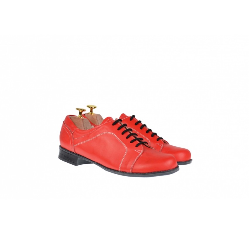 Pantofi rosii dama casual din piele naturala - RED1R