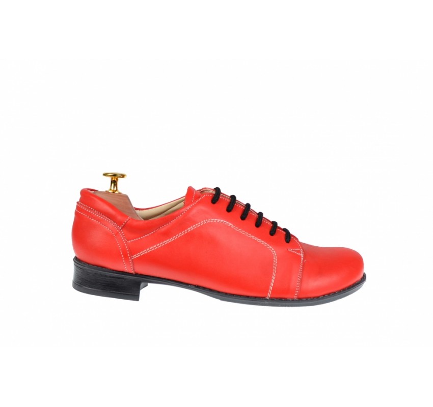 Pantofi rosii dama casual din piele naturala - RED1R