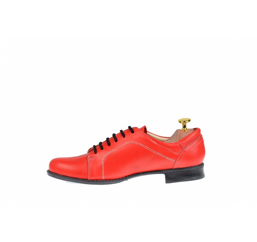 Pantofi rosii dama casual din piele naturala - RED1R