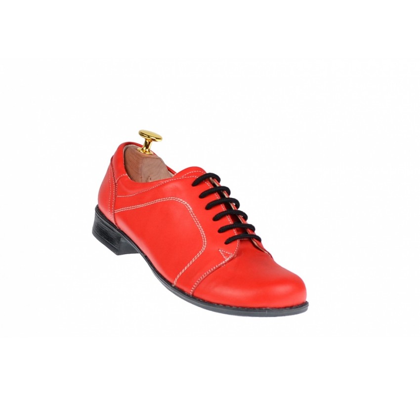 Pantofi rosii dama casual din piele naturala - RED1R