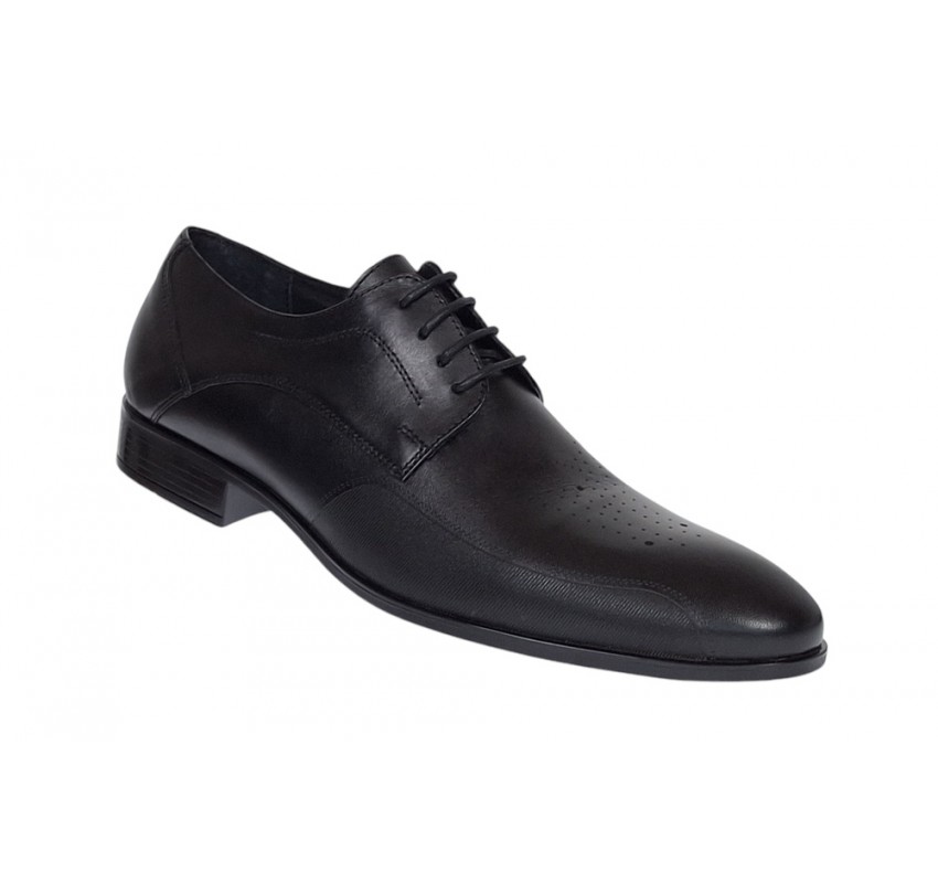 Marimea 42 Pantofi barbati eleganti negri din piele naturala RSIR015N