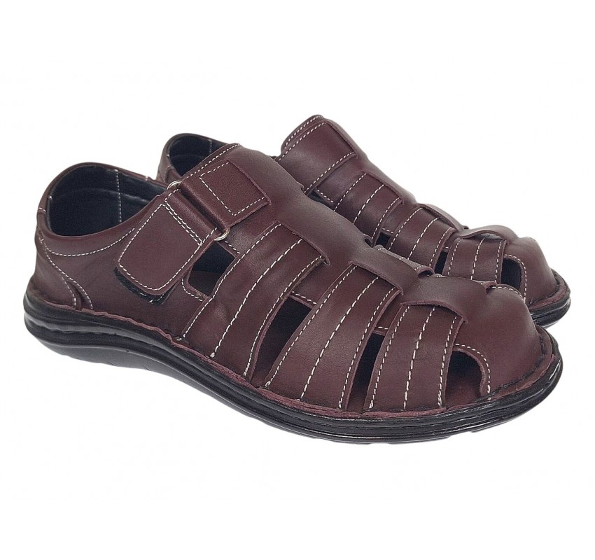 Sandale barbati casual din piele naturala Bordeaux RGKR73VIS