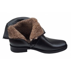Ghete barbati din piele naturala cu fermoar imblanite - Model Negru Veron