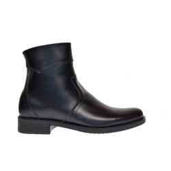 Ghete barbati din piele naturala cu fermoar imblanite - Model Negru Veron