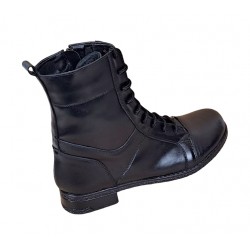 Ghete dama casual, din piele naturala, fermoar, imblanite, Negru ROV217N