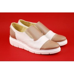 Pantofi dama din piele naturala de culoare bej - ROV4BB