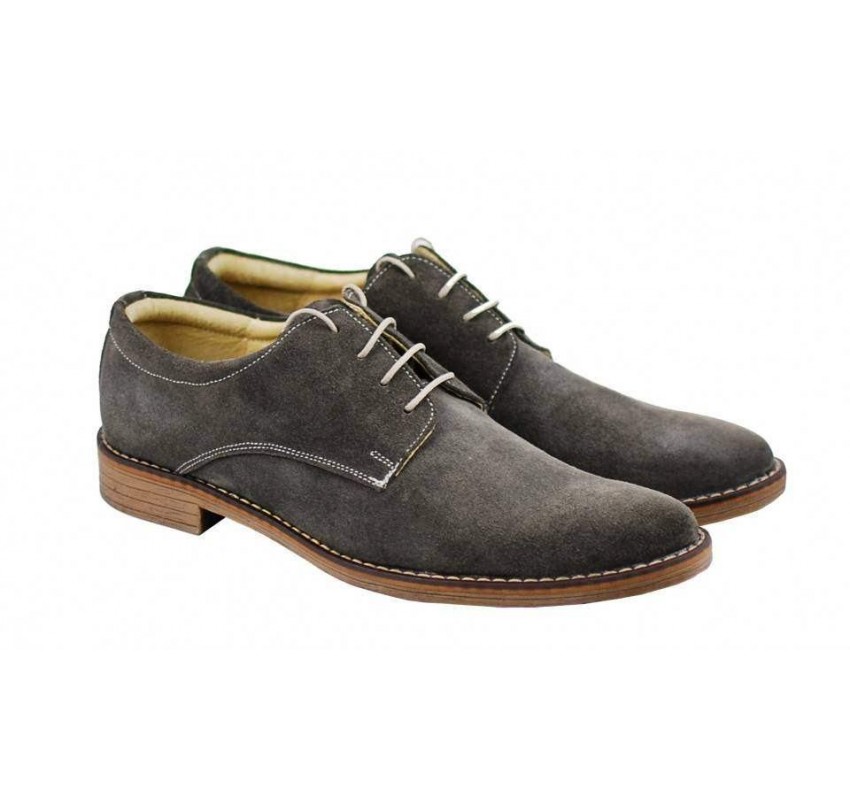 Pantofi barbati casual eleganti din piele naturala gri ROVGRI