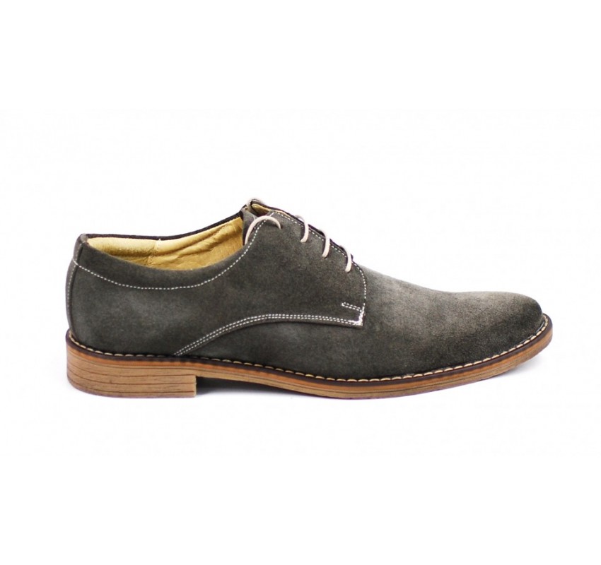 Pantofi barbati casual eleganti din piele naturala gri ROVGRI