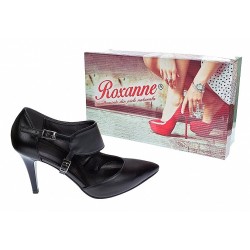 Pantofi stiletto dama din piele naturala toc 8cm - Model Roxanne Negru