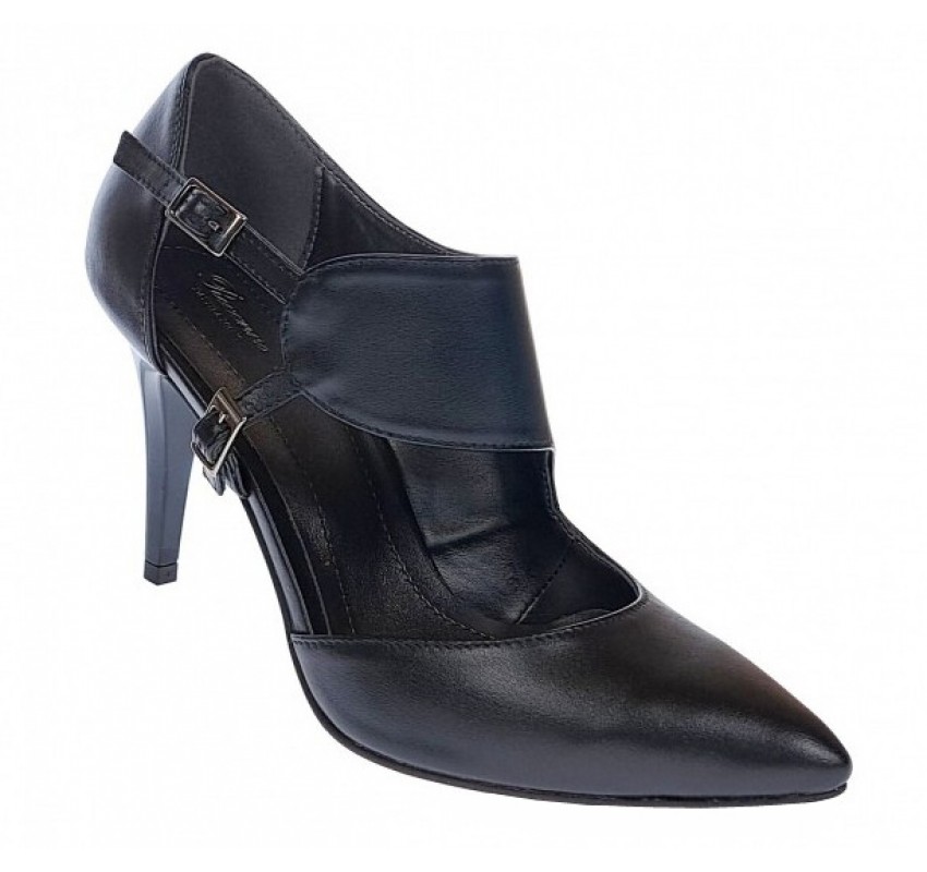 Pantofi stiletto dama din piele naturala toc 8cm - Model Roxanne Negru