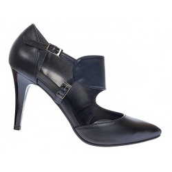 Pantofi stiletto dama din piele naturala toc 8cm - Model Roxanne Negru