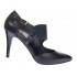 Pantofi stiletto dama din piele naturala toc 8cm - Model Roxanne Negru