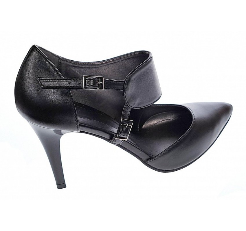 Pantofi stiletto dama din piele naturala toc 8cm - Model Roxanne Negru