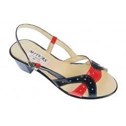 Oferta Sandale dama casual din piele naturala lac negru - rosu RS6NR