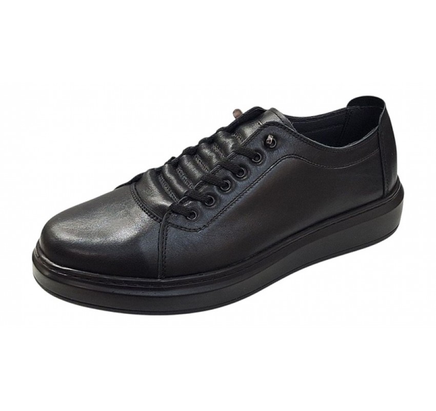 Pantofi sport-casual barbati din piele naturala culoare neagra DeSuceava RSY01N