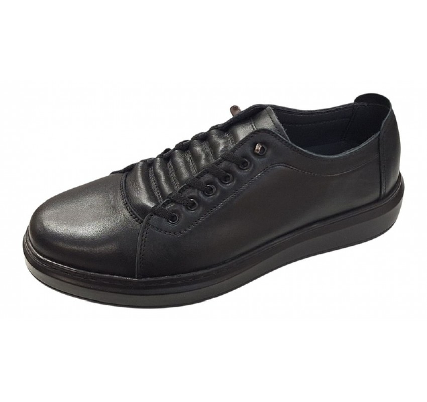 Pantofi sport-casual barbati din piele naturala culoare neagra DeSuceava RSY01N