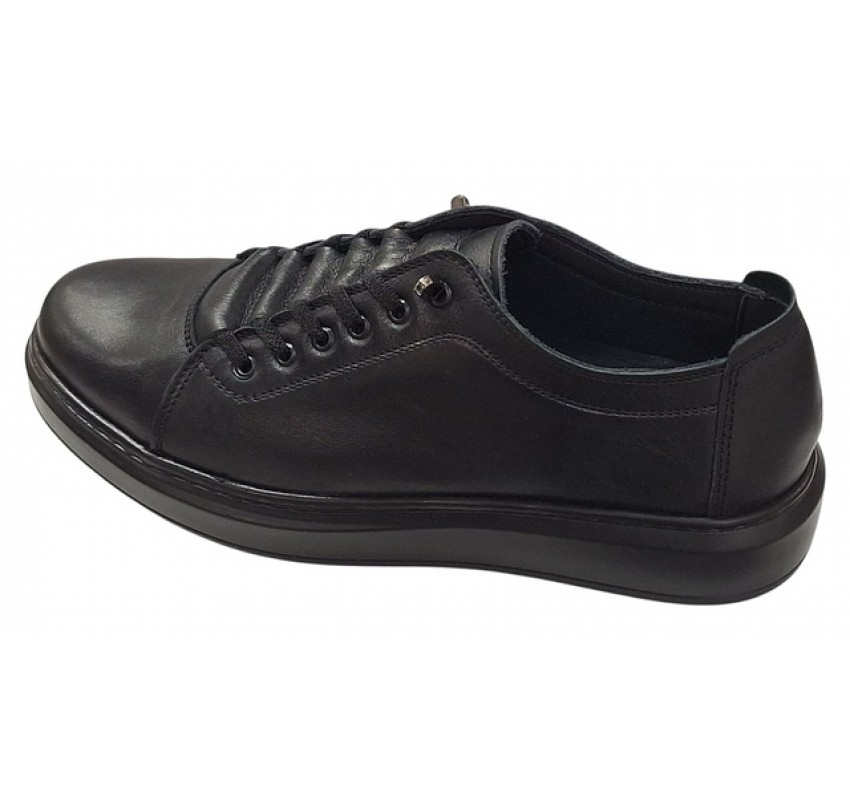 Pantofi sport-casual barbati din piele naturala culoare neagra DeSuceava RSY01N