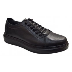 Pantofi sport-casual barbati din piele naturala culoare neagra DeSuceava RSY01N