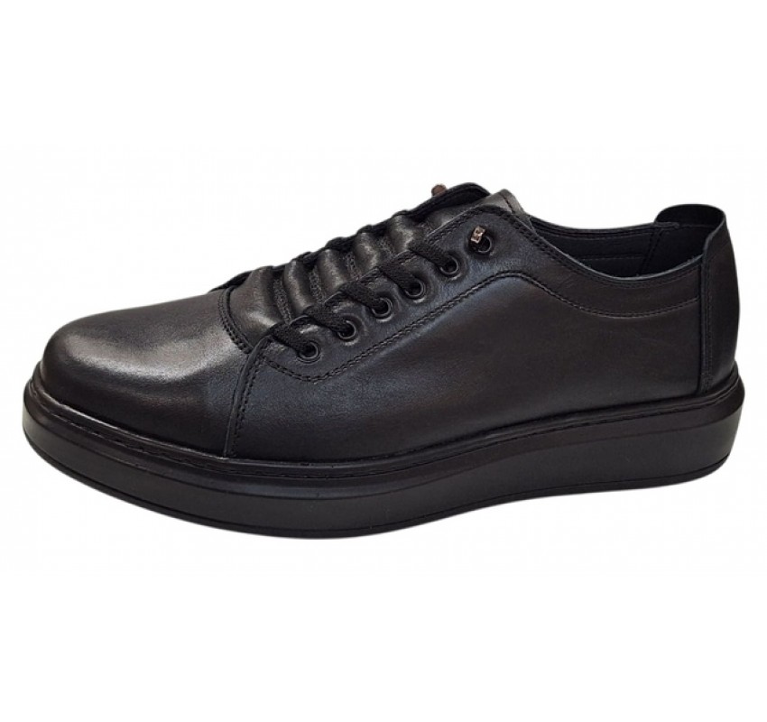 Pantofi sport-casual barbati din piele naturala culoare neagra DeSuceava RSY01N