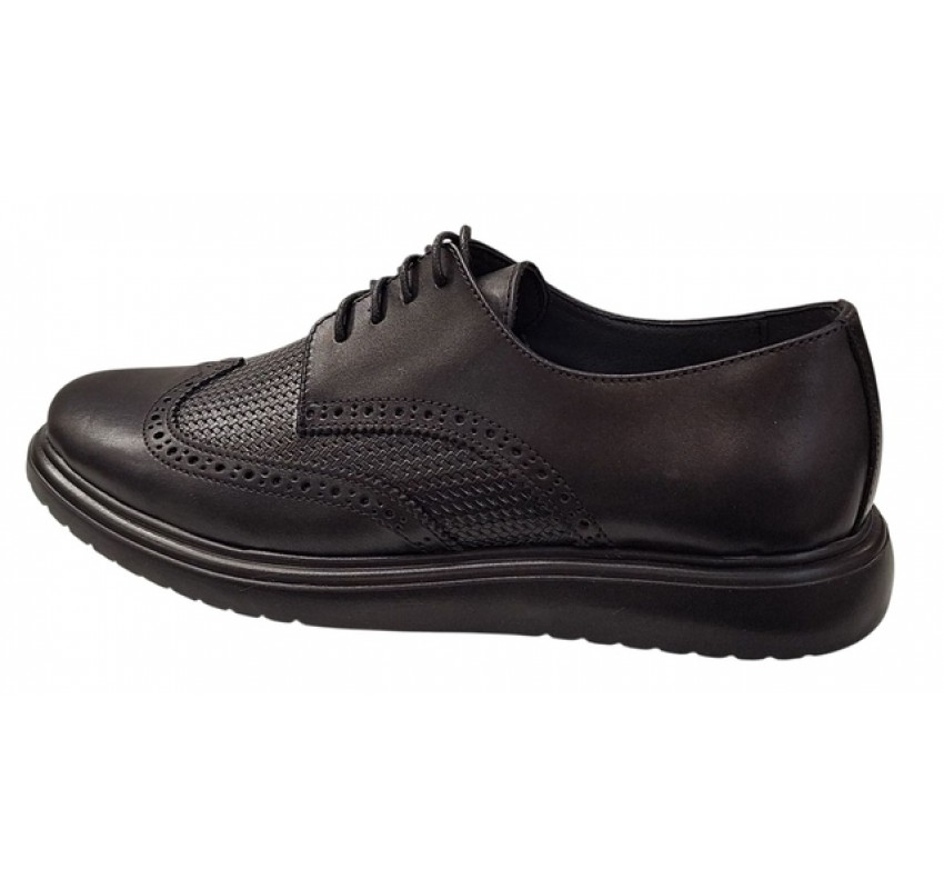 Pantofi Brogue Derby Casual-Eleganti barbati din piele naturala culoare neagra DeSuceava RSY02N