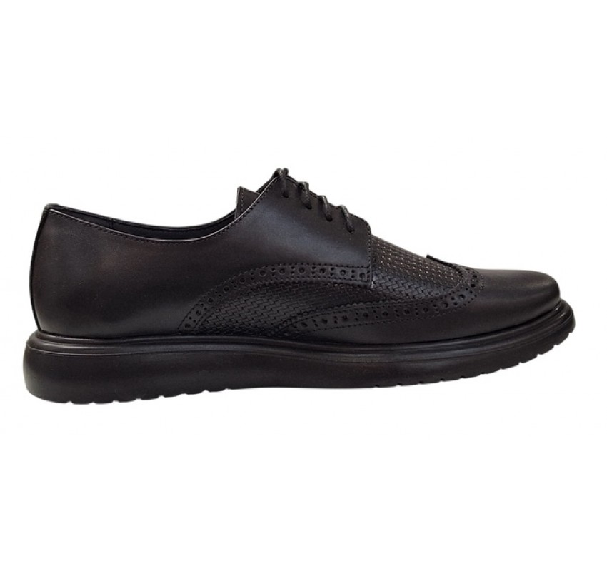 Pantofi Brogue Derby Casual-Eleganti barbati din piele naturala culoare neagra DeSuceava RSY02N
