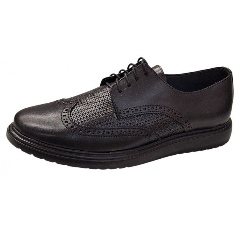 Pantofi Brogue Derby Casual-Eleganti barbati din piele naturala culoare neagra DeSuceava RSY02N