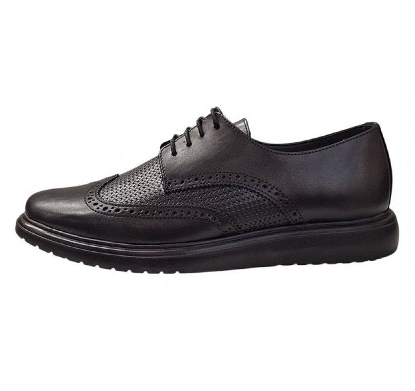 Pantofi Brogue Derby Casual-Eleganti barbati din piele naturala culoare neagra DeSuceava RSY02N
