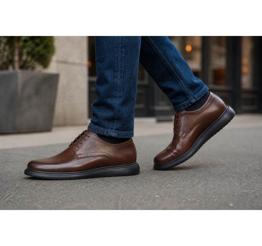 Pantofi barbati derby casual-office din piele naturala, Maro Cognac - DeSuceava RSY03M