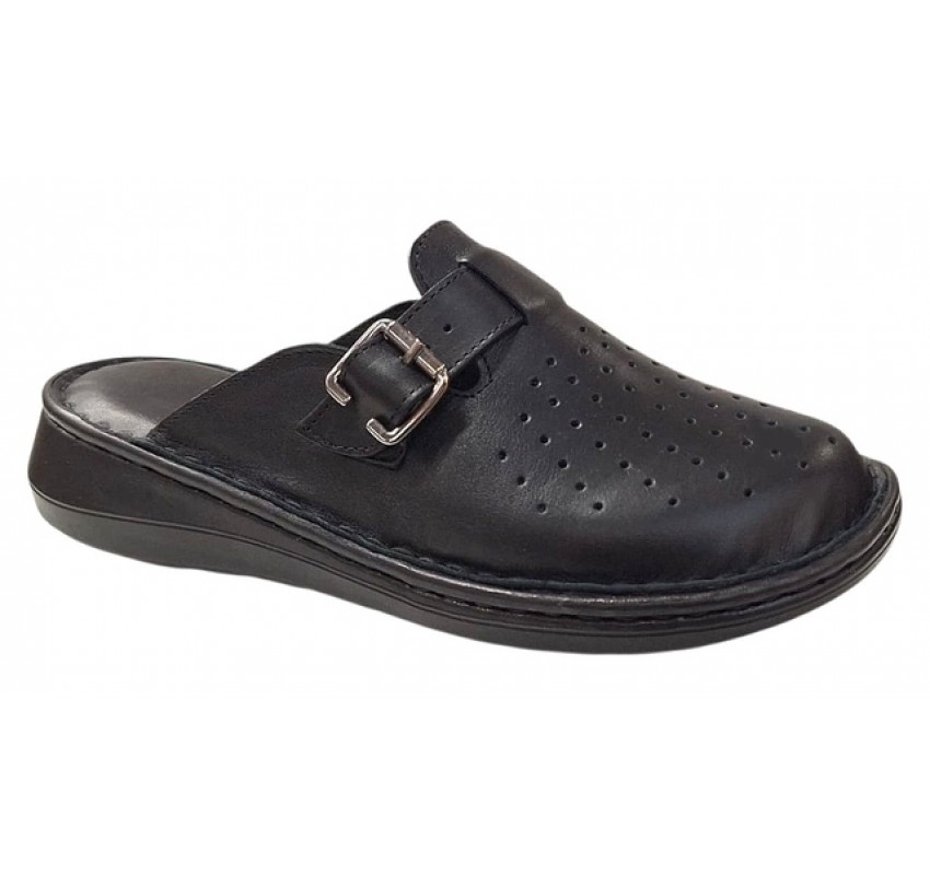 Saboti medicali dama din piele naturala de culoare neagra Med-Line RSY04N