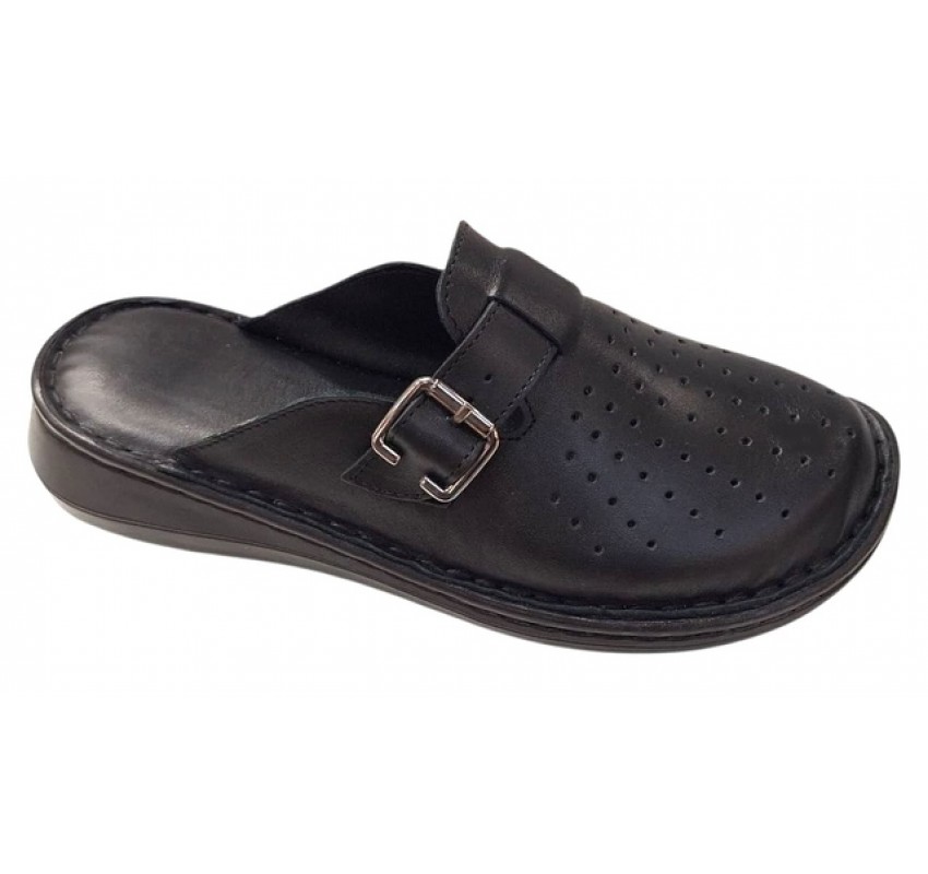 Saboti medicali dama din piele naturala de culoare neagra Med-Line RSY04N