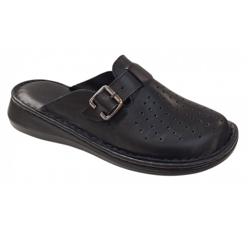 Saboti medicali dama din piele naturala de culoare neagra Med-Line RSY04N