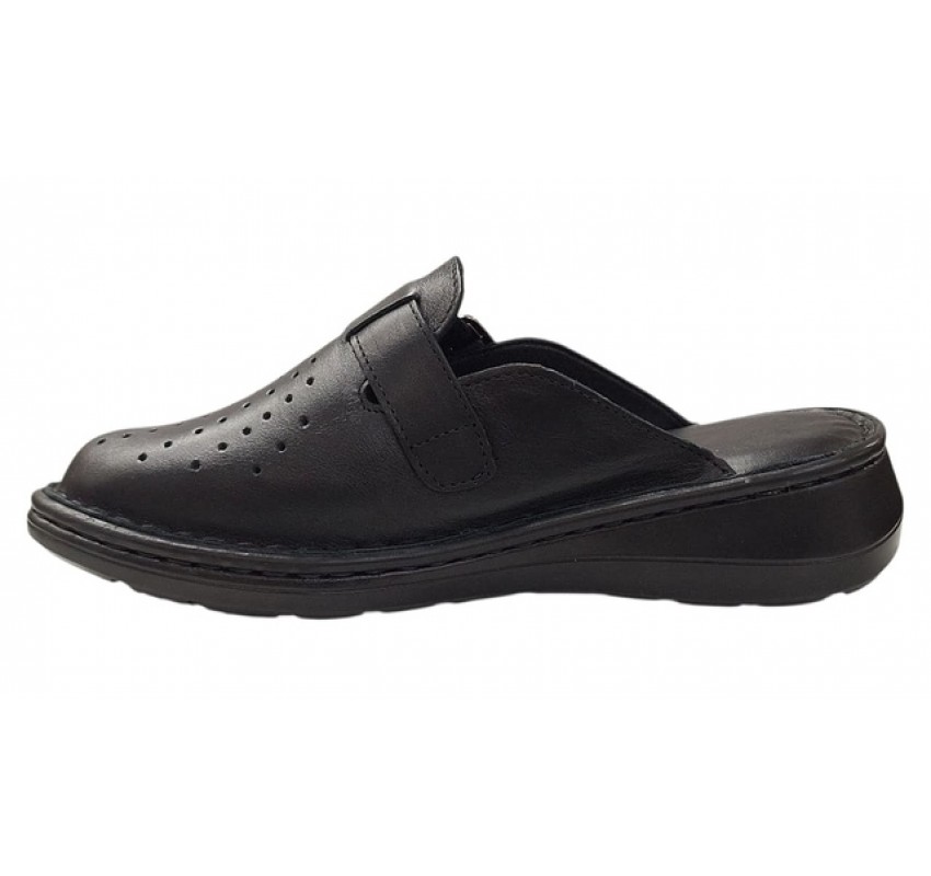 Saboti medicali dama din piele naturala de culoare neagra Med-Line RSY04N