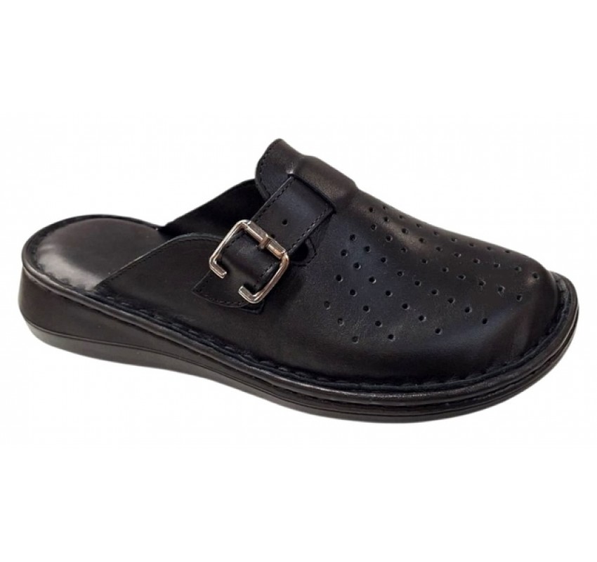 Saboti medicali dama din piele naturala de culoare neagra Med-Line RSY04N
