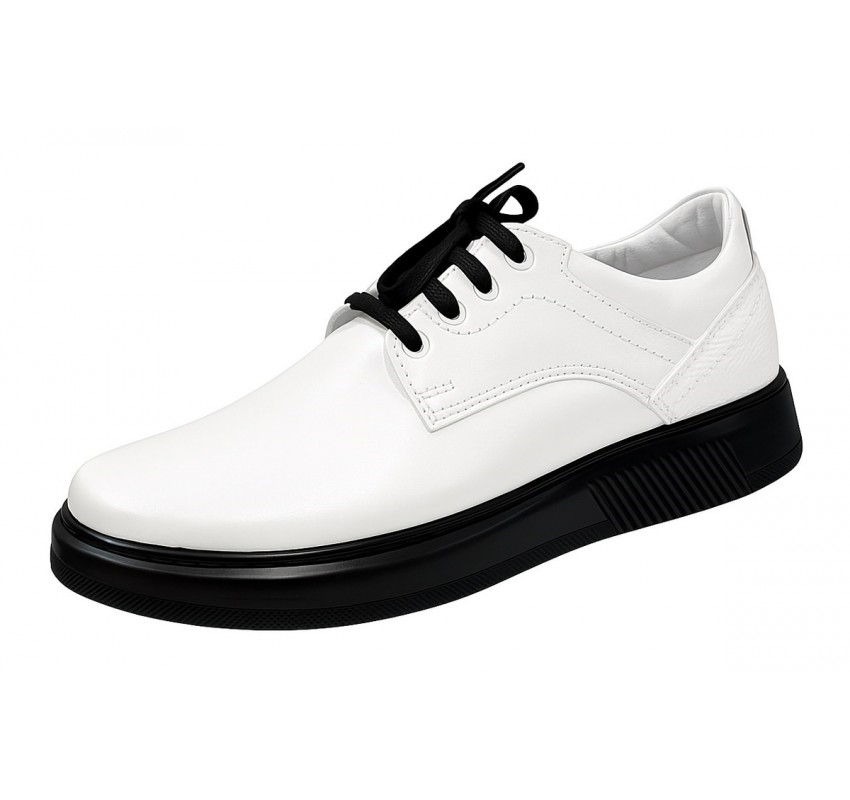 Pantofi barbati casual din piele naturala Kairo Alb Box
