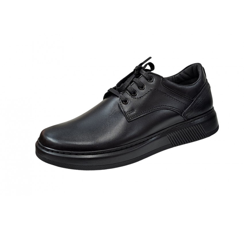 Pantofi barbati casual din piele naturala, negru, Ciucaleti Inacalaminte, RSY2N