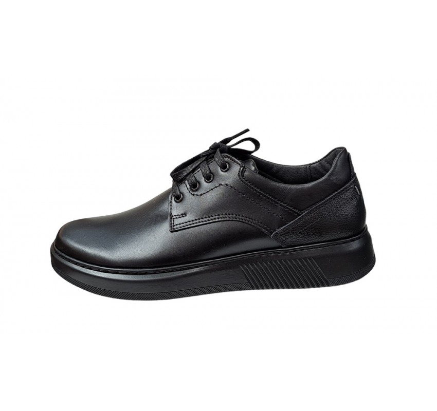 Pantofi barbati casual din piele naturala, negru, Ciucaleti Inacalaminte, RSY2N