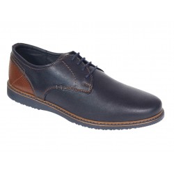 Pantofi barbati casual din piele naturala bleumarin - maro RSY470BL