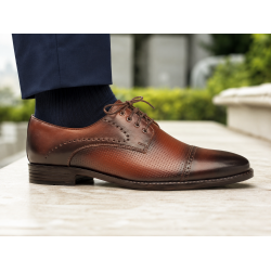 Pantofi barbati maro din piele naturala, eleganti si perforati – stil rafinat, confort Office RSY479M