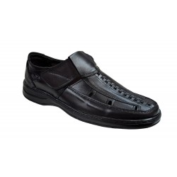 Pantofi barbati casual perforati din piele naturala, Negru - RSY502N